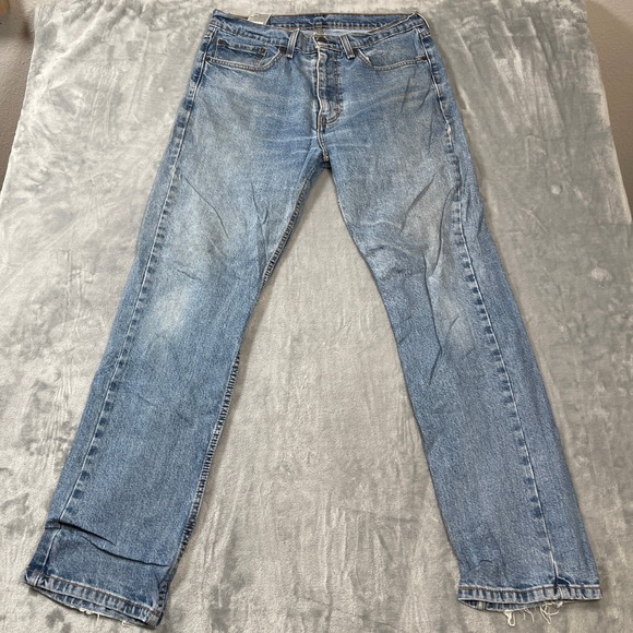 Levi's Other - Levis  Jeans Mens 34x32 505 Regular Fit Straight Leg Light Wash Blue Denim